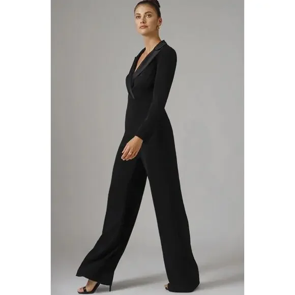#29b NWT-JAY GODFREY ROLAND TUXEDO SUIT BOSSLADY JUMPSUIT BLACK SZ: 0‎ - Picture 2 of 5